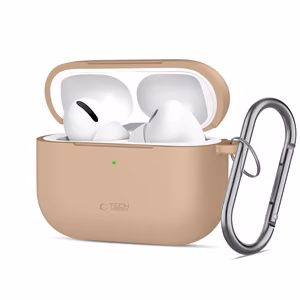 "Tech-Protect" silikoninis dėklas su kabliuku "AirPods Pro" - smėlio spalvos