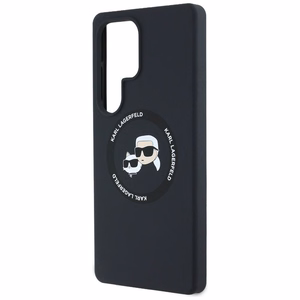 Karl Lagerfeld silikoninis dvigubų galvų ir apskritimo magnetinis Samsung Galaxy S25 Ultra dėklas juodas