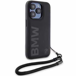 BMW Signature Leather Wordmark Cord чехол для iPhone 15 Pro Max - чёрный