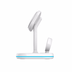 Tech-Protect QI15W-A27 3-in-1 indukcinis įkroviklis su MagSafe stovu išmaniajam telefonui / Apple Watch / AirPods - baltas