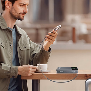 Dudao K31 Pro 45W 20000mAh išorinė baterija su įmontuotu ištraukiamu USB-C kabeliu - pilka