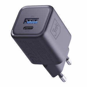 3mk Hyper Charger PD 33W GaN QC4+ PPS AFC FCP SCP 1A1C sieninis įkroviklis - juodas