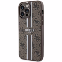 Guess 4G Printed Stripes Magnetinis dėklas telefonui iPhone 15 Pro Max - rudas