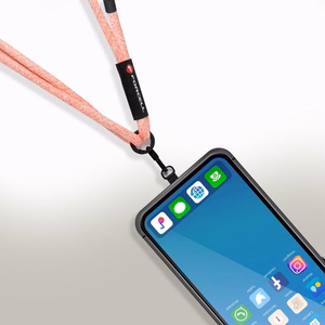 FORCELL F-DESIGN S10X165 kryžminė telefono virvelė su reguliuojamu ilgiu (maks. 82,5cm kilpoje) rožinė balta