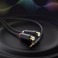 Ugreen audio adapteris jack 3.5mm kištukas į 2xRCA lizdą laidas 0.25m pilkas (AV109)