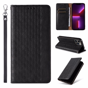 Magnetinis dirželio dėklas iPhone 13 Pro piniginė + mini pakabukas juodas