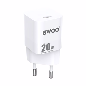 BWOO CDA155 PD sieninis įkroviklis 1x USB-C prievadas 1A 20W, baltas
