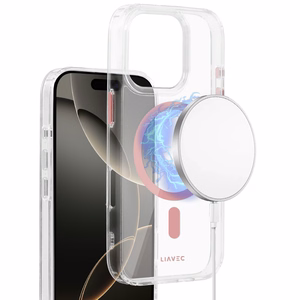 Liavec Blizgus Magnetinis Skaidrus dėklas telefonui Iphone 16 Pro rožinė