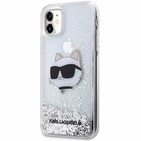 Karl Lagerfeld KLHCN61LNCHCS iPhone 11/XR sidabrinis/sidabrinis kietas dėklas Blizgantis Choupette Galva