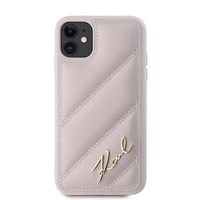 Karl Lagerfeld Diagonal Quilted Script dėklas telefonui iPhone 11 / Xr - rožinis