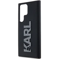 Karl Lagerfeld 3D guminis blizgus logotipas dėklas telefonui Samsung Galaxy S24 Ultra - juodas