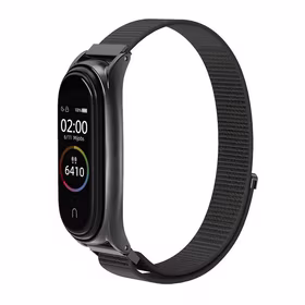 Nailoninis dirželis XIAOMI Mi Band 5 / 6 / 7 juodas (05)