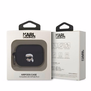 Karl Lagerfeld KLAP2RUNIKK AirPods Pro 2 чехол чёрный/чёрный Silicone Karl Head 3D