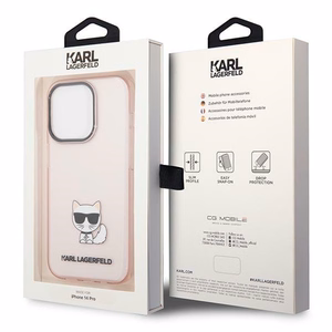 Karl Lagerfeld KLHCP14LCTTRI iPhone 14 Pro 6.1 kietasis dėklas rožinis permatomas Choupette Body