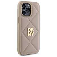 DKNY Quilted Stack Logo dėklas telefonui iPhone 14 Pro Max - smėlio spalvos