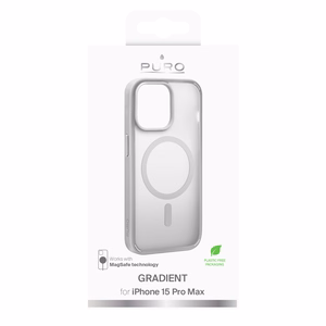 Puro Gradient magnetinis silikoninis dėklas telefonui iPhone 15 Pro Max - sidabrinis