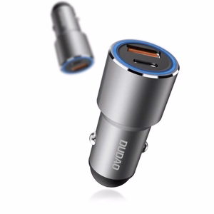 Dudao automobilinis įkroviklis USB / USB Type C Power Delivery Quick Charge 22.5 W - pilkas (R4PQ)