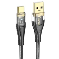 Kabelis USB A į USB C Hoco 2,4A 1,2 m U121 juodas permatomas