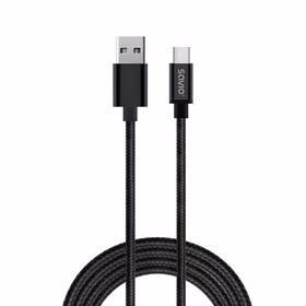 Savio CL-129 USB kabelis 2 m USB 2.0 USB A USB C Juoda