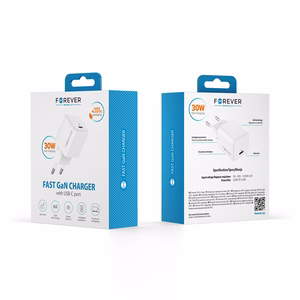 "Forever TC-08-30C GaN PD įkroviklis 1x USB-C 30W, baltas