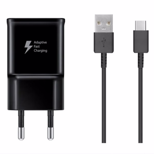 Samsung EP-TA200EBE USB-A 15W sieninis įkroviklis su EP-DR140ABE USB-A - USB-C kabeliu (OOB Bulk - pakaitinė pakuotė) - juodas