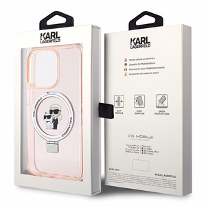 Karl Lagerfeld чехол для iPhone 15 Pro Max совместимый с MagSafe KLHMP15XHMRSKCP (Ringstand KC) розовый