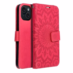 MEZZO Knyginis dėklas telefonui IPHONE 15 mandala purpurinė