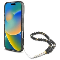 Guess IML Blizgus Su Perlo Dirželiu Magnetinis dėklas iPhone 16 - juoda