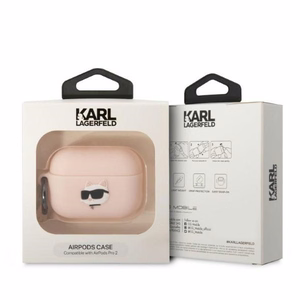 KLAP2RUNCHP AirPods Pro 2 dėklas rožinis silikoninis Choupette Head 3D