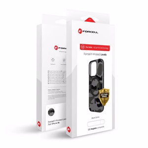 FORCELL F-PROTECT Lygiai su dviejų sluoksnių 4D technologija, militarinio kritimo testo suderinamas su MagSafe SAMSUNG S25 PLUS - juodas kamufliažas