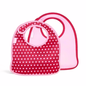 BUILT Mess Mate neopreno seilinukų mažyliams rinkinys, 2 vnt., Baby Pink Mini Dots
