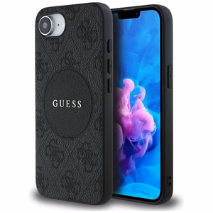 Guess 4G Circle Classic Logo Magnetinis dėklas telefonui iPhone 16e - juoda