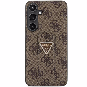 Guess GUHCS24SPGS4TDW S24 S921 rudas/rudas kietasis dėklas Grip Stand 4G Triangle Strass