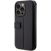 BMW dėklas BMBKP14L22RVSK iPhone 14 Pro 6.1" juodas/juodas knyginis odinis antspaudas mėlynos linijos