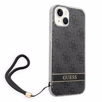 Guess GUOHCP14MH4STK iPhone 14 Plus 6.7 "juodas / juodas kietas dėklas 4G spauda Dirželis