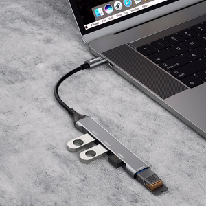 Dudao HUB 4in1 USB-C - 4x USB-A (3 x USB2.0 / USB3.0) 6.3cm juodas (A16T)