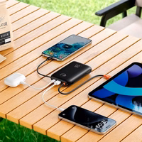 Išorinė baterija VEGER 20000 mAh su įmontuotais kabeliais Type C / Lightning PD QC3.0 35W K2 (W2068) juoda