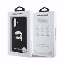 Karl Lagerfeld silikoninis dėklas telefonui Karl Head Print Magnetinis iPhone 16 - juodas