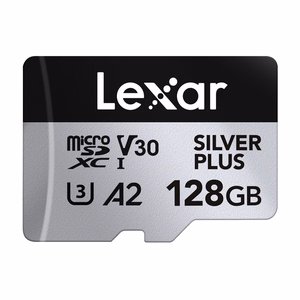 „Lexar High-Performance Silver Plus“ microSDXC atminties kortelė, 128 GB + adapteris