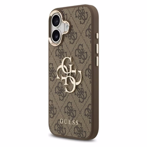 Guess 4G Big 4G Classic Logo dėklas telefonui, skirtas iPhone 17 – rudos ir auksinės spalvos