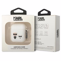 Karl Lagerfeld KLACA2SILKCW AirPods 1/2 dėklas baltas/baltas Silikoninis Karl & Choupette
