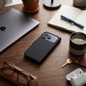 Flip case for iPhone 17 PRO / 18 PRO 4Card RFID anti-theft tech fabric black
