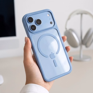 Tech-Protect MagOne CC MagSafe dėklas su 2 grūdintais stiklais, skirtas iPhone 18 Pro Max / 17 Pro Max, skaidrus mėlynas