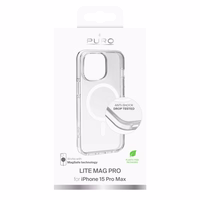 Puro Lite Mag Pro magnetinis silikoninis dėklas telefonui iPhone 15 Pro Max - permatomas