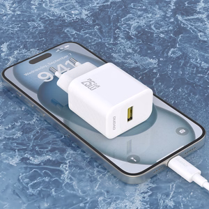 Dudao A27STEU 25W GaN USB-A Wall Įkroviklis with USB-A - USB-C Laidas - Baltas