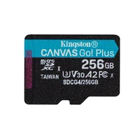 Kingston Atminties kortelė 256GB microSDXC Canvas Go Plus Gen4 200MB/s A2 U3 V30 + adapteris