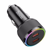 Automobilinis įkroviklis Hoco 2 x USB C QC PD 50W NZ14B juodas