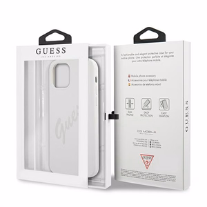 Guess GUHCP12LLSVSCR iPhone 12 Pro Max 6.7" kreminis kietasis dėklas Script Vintage