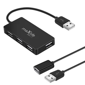 Maxlife Namų biuro USB 2.0 šakotuvas USB - 4x USB 0,15 m juodas + kabelis 1,5 m