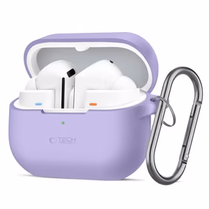 Tech-Protect silikoninis dėklas su kabliuku Samsung Galaxy Buds 3 / 3 FE / 3 Pro ausinėms - violetinis